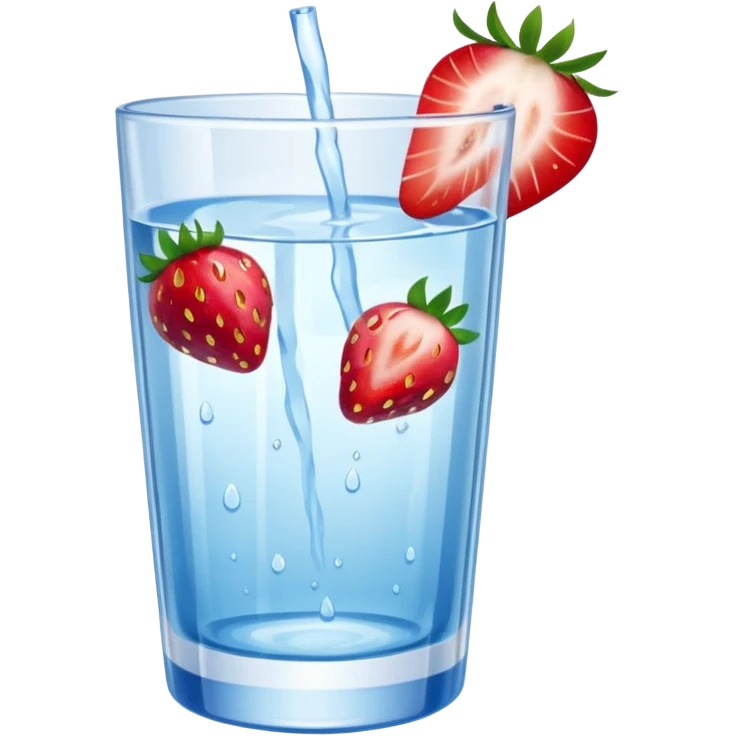 glass of water with strawberry slices emoji