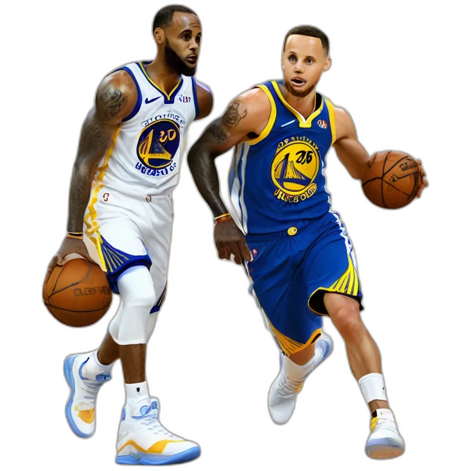 Stephen curry playing basket ball with lebron james emoji