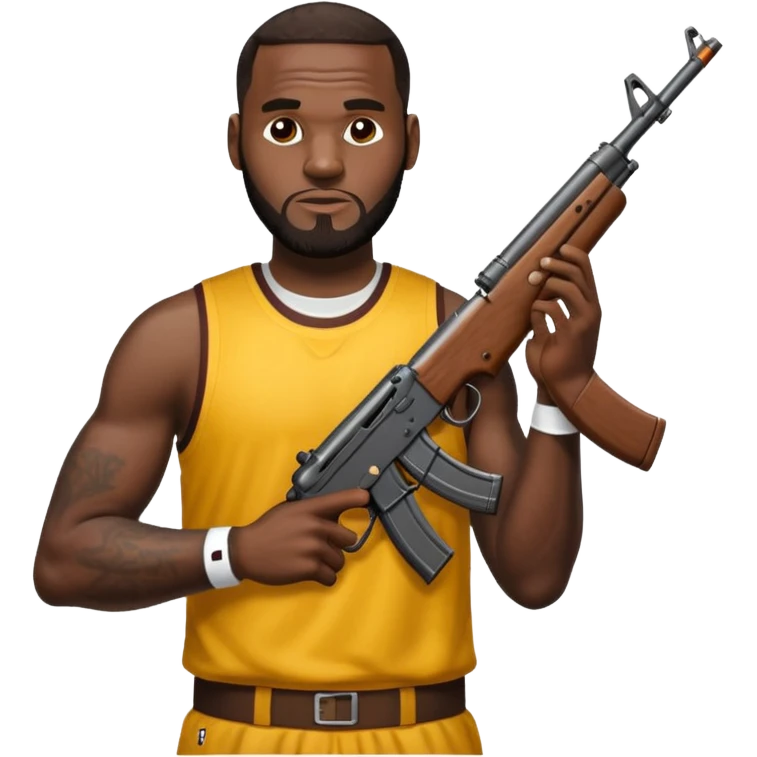 lebron james with an ak47 emoji