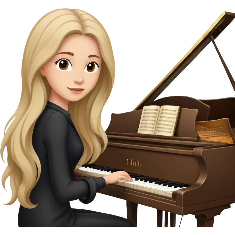 woman with very long flowing hair playing the piano emoji