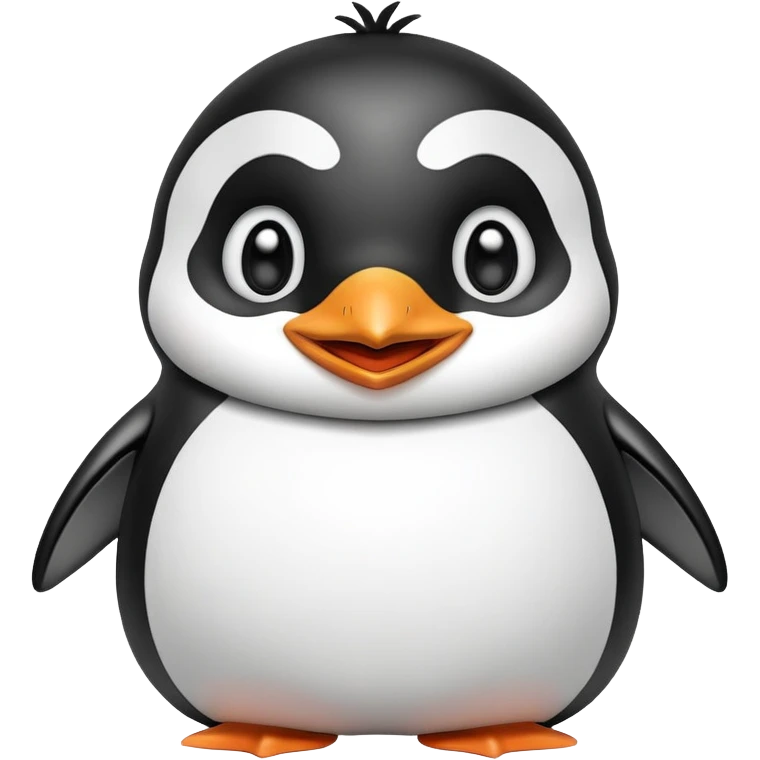 happy penguin waving with a big smile emoji