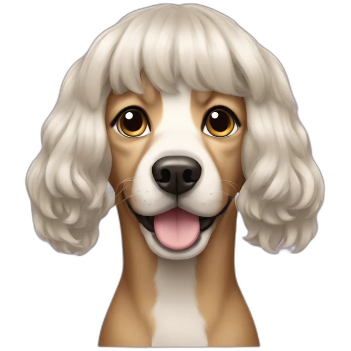 Dog wearing wig emoji