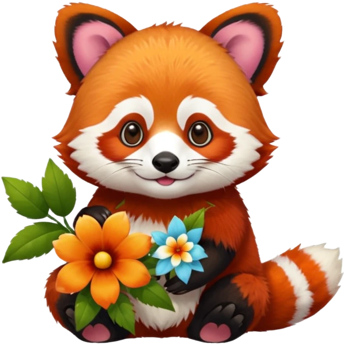 Red panda with a flower emoji