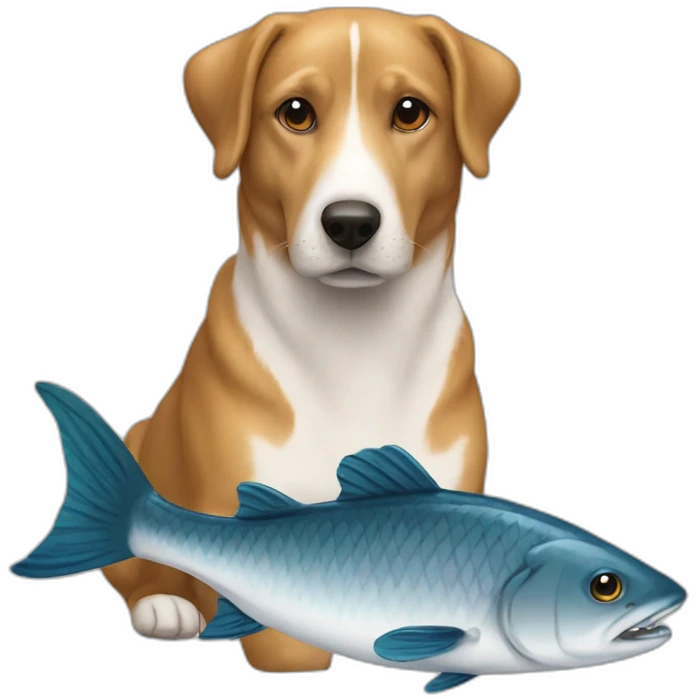 Chien sur un poisson emoji