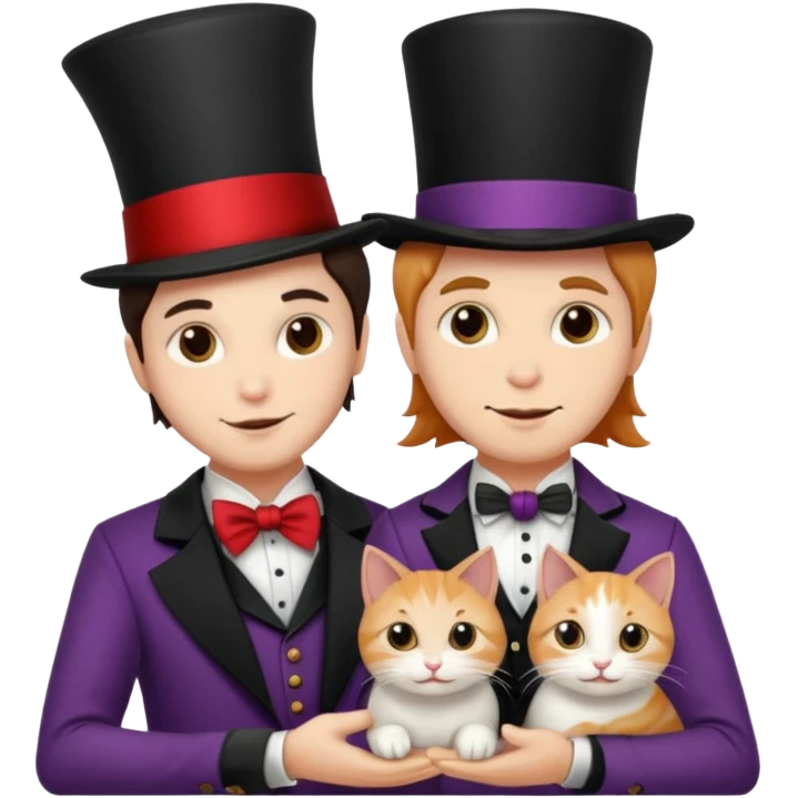 magician couple and their pet cat emoji