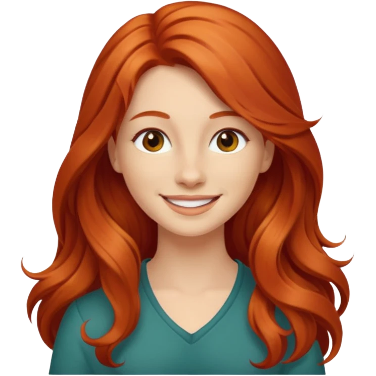Profesora joven, sonrriente cabello rojizo y de pelo largo  emoji