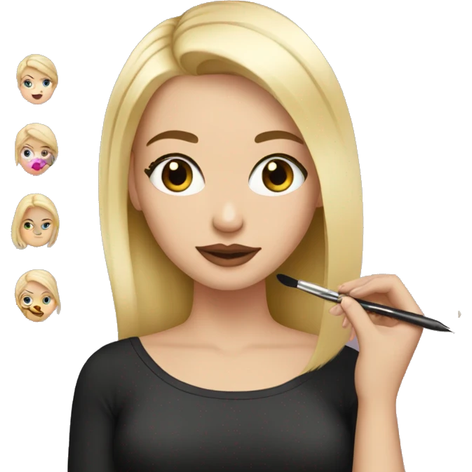 White Girl with blonde hair putting makeup on emoji