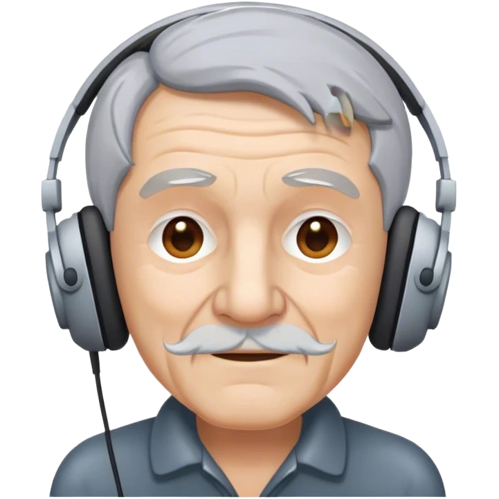 old man with headphone emoji