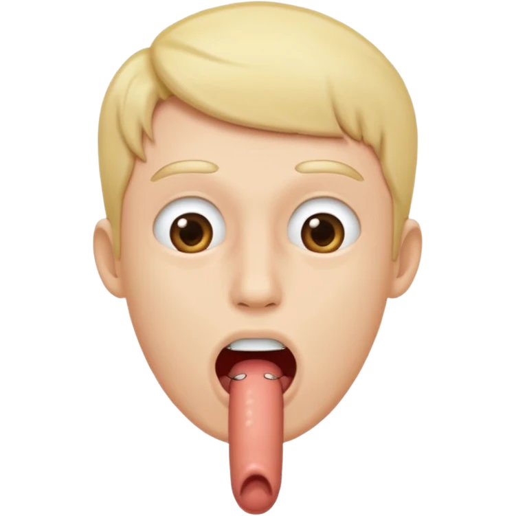 Smiling with a penis coming out of mouth emoji