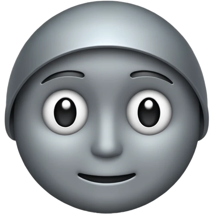 minimalist illustration of a neutral gray emoji face, pixelated and metallic, representing emotional isolation through algorithms. cold tone, grayscale color palette, subtle noise texture, geometric and mechanical look, emotionless expression, digital abstraction, soft vignette on white background. emoji