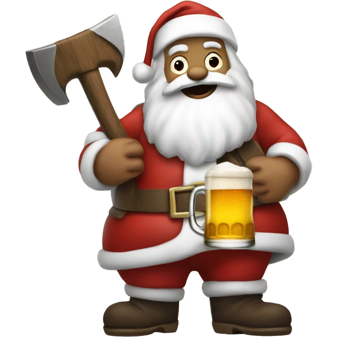Santa with axe and a beer emoji