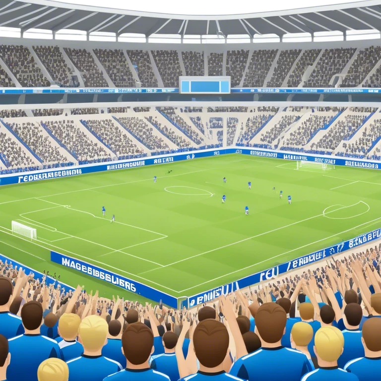 Fußball Stadion ist ausverkauft und der 1. FC Magdeburg gewinnt die 2. Bundesliga  emoji