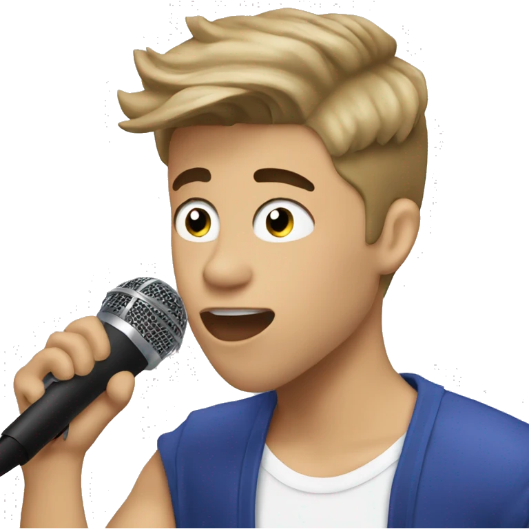 Justin Bieber singing with microphone  emoji