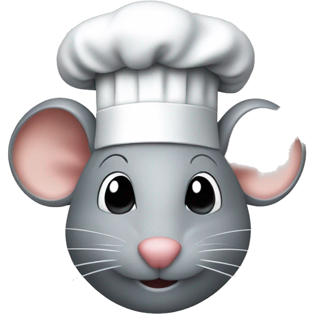 grey mouse head with a chef’s hat apple style emoji