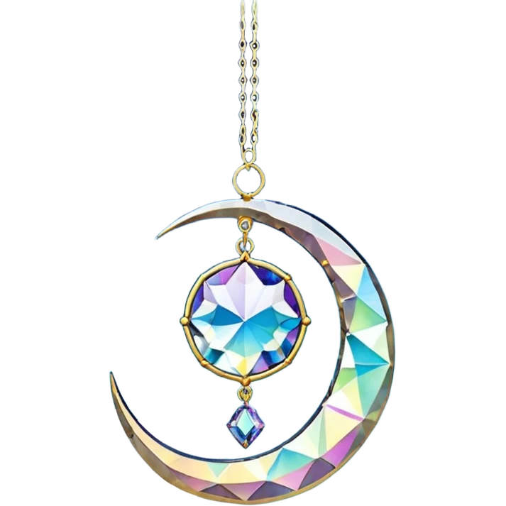 Hanging crystal crescent moon car mirror suncatcher hanger emoji