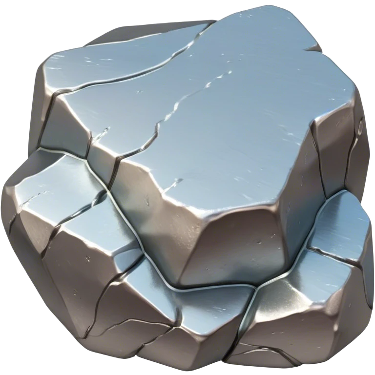Cinematic Realistic Nickel Ore, Bright and shiny, with a rough, metallic surface reflecting light in soft, gleaming waves. The metal has a subtle luster and is both sturdy and raw in its form. Soft glowing outline, capturing the essence of durability and modern elegance in raw nickel ore. emoji