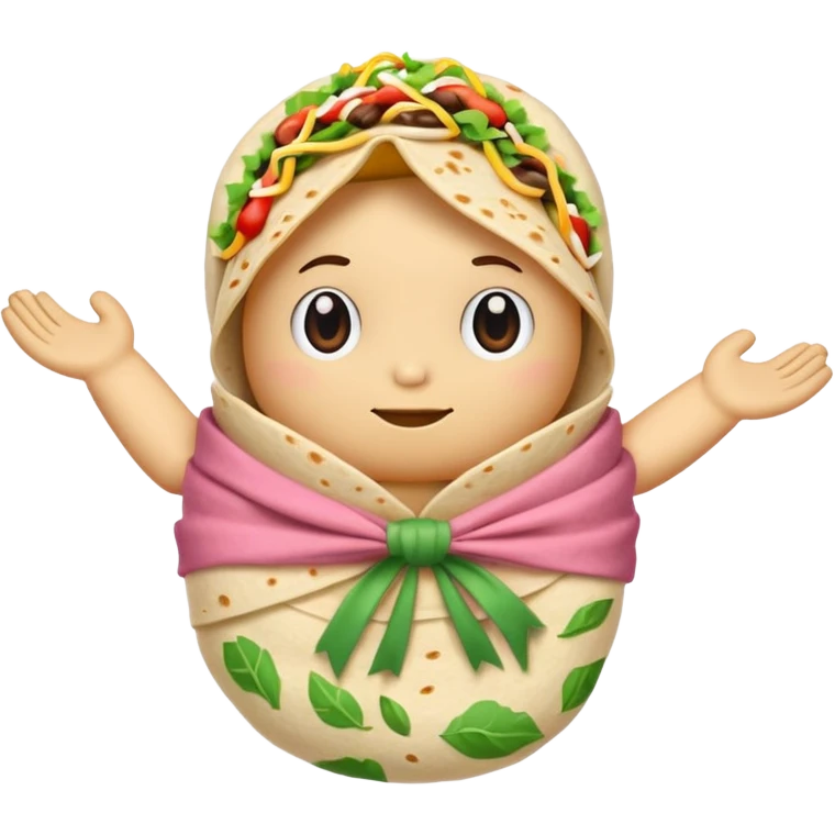 A burrito with arms bow on top emoji