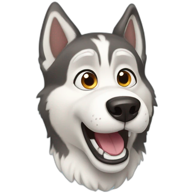 Husky dog with a surprised face emoji