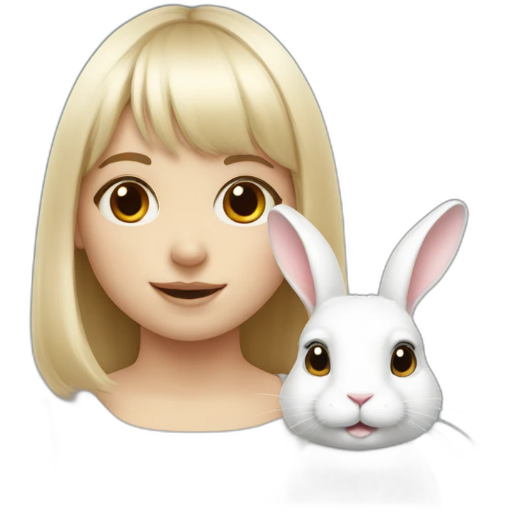 white rabbit with a little girl with bangs emoji