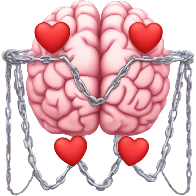 Brain bound with hearts in chains emoji