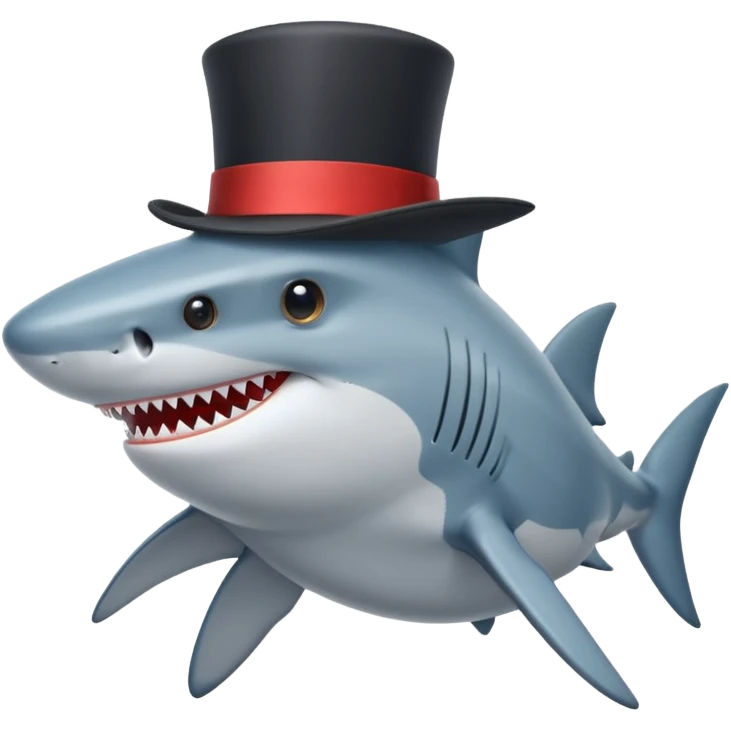 Shark with a top hat emoji