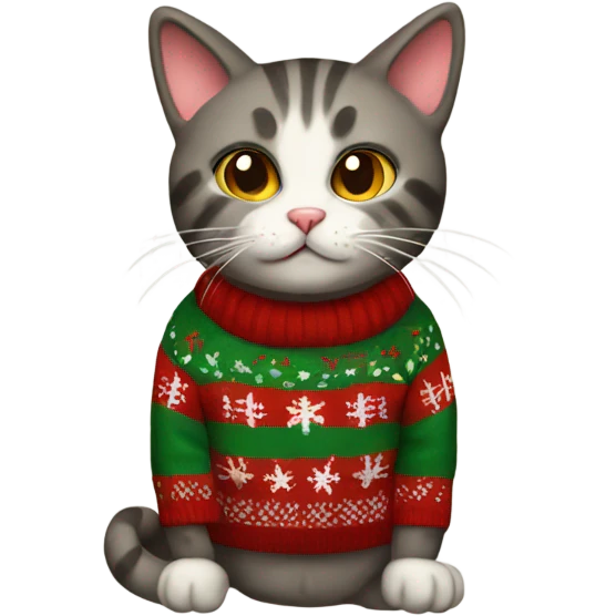 Cat with a Christmas sweater emoji