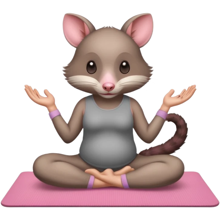 Possum doing yoga on yoga mat  emoji