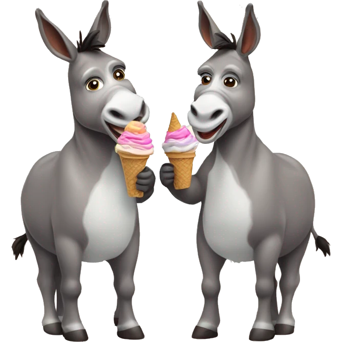 2 Donkeys eating ice cream emoji