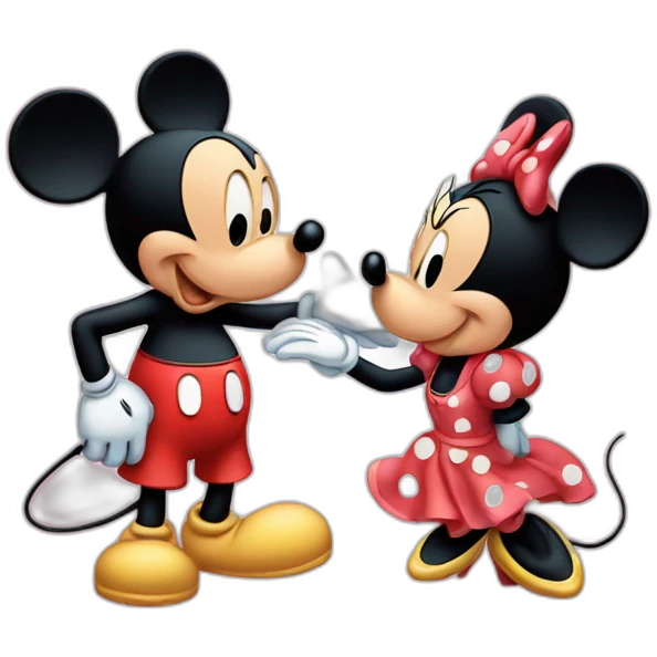 Mickey mouse and minnie mouse kissing emoji