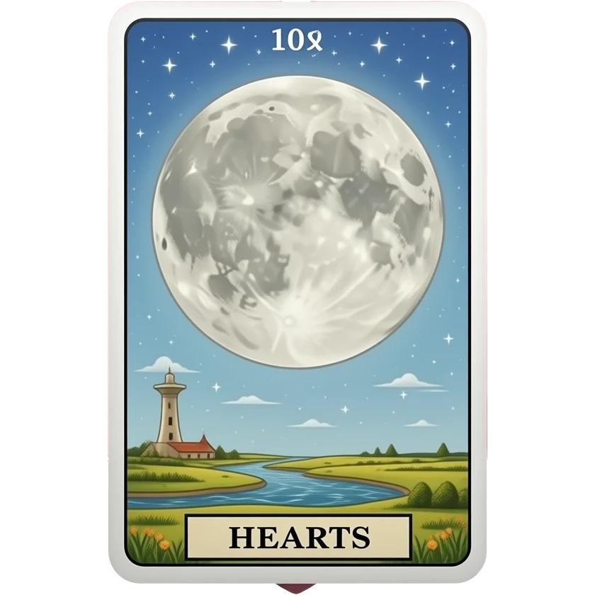 the moon of hearts tarot card emoji