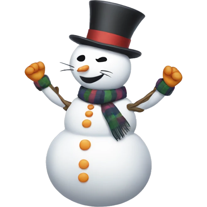 Snowman dancing with cats emoji