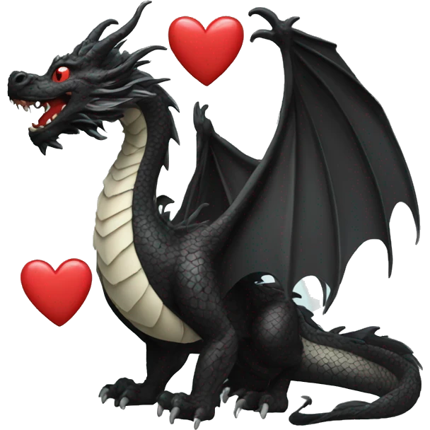 Black Chinese dragon with a heart emoji