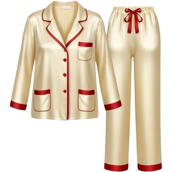 Light cream silk pyjamas set emoji