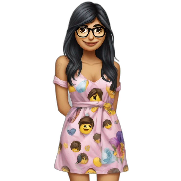 Mia khalifa qui porte une robe emoji