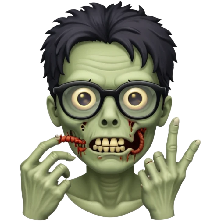 Zombie with finger coils and black glasses  emoji