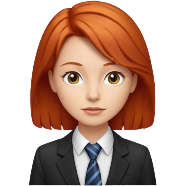 red haired woman with tie and blazer emoji