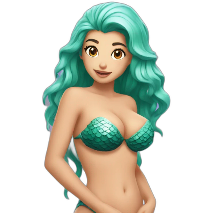 mermaid shellbra cleavage cute adorable nice emote emoji