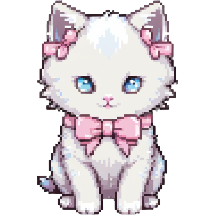 cute fluffy white kitten with a light pink bow emoji
