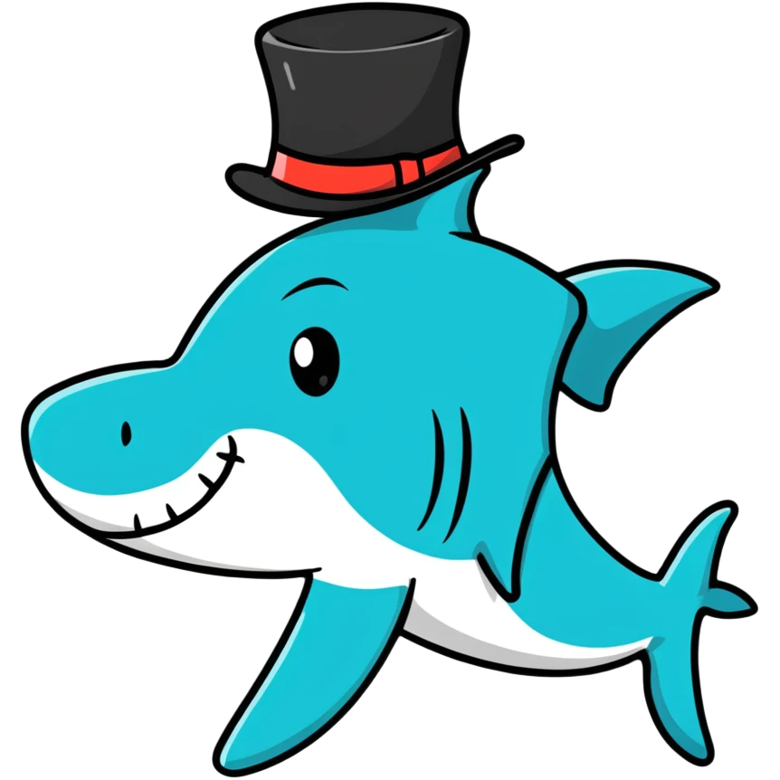 shark wearing a top hat emoji