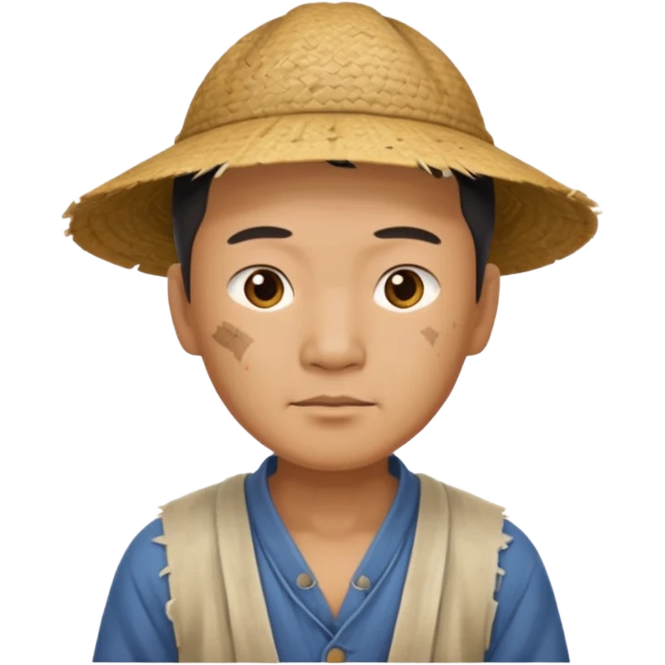 china ancient man, farmer, tattered emoji