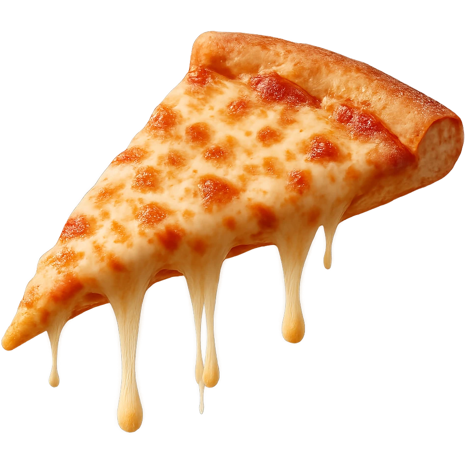 slice of pizza with melting cheese, delicious and appetizing, general style emoji