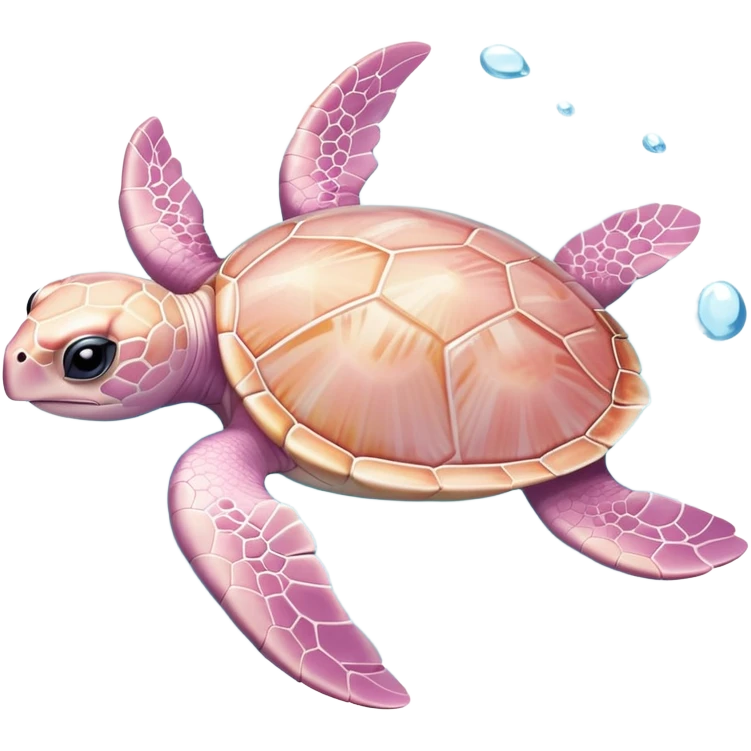 adorable light pink baby sea turtle swimming in water emoji