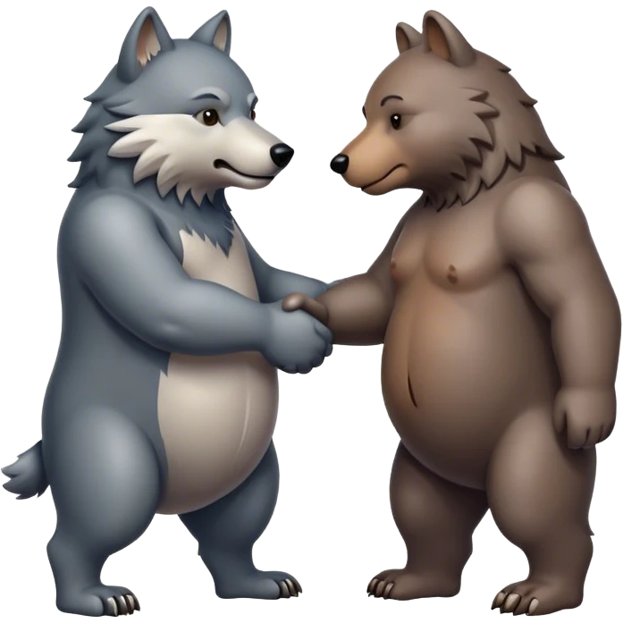 Wolf and Bear shake hands emoji