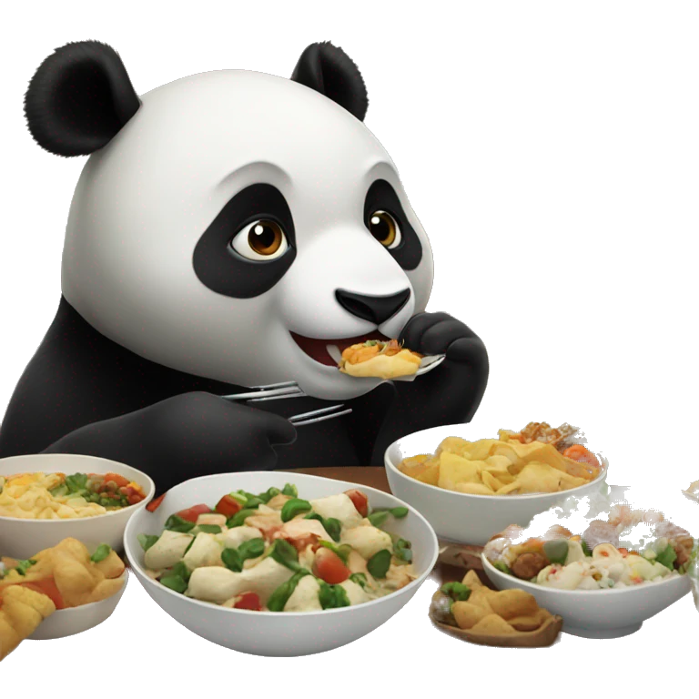 Panda eating at a buffet emoji