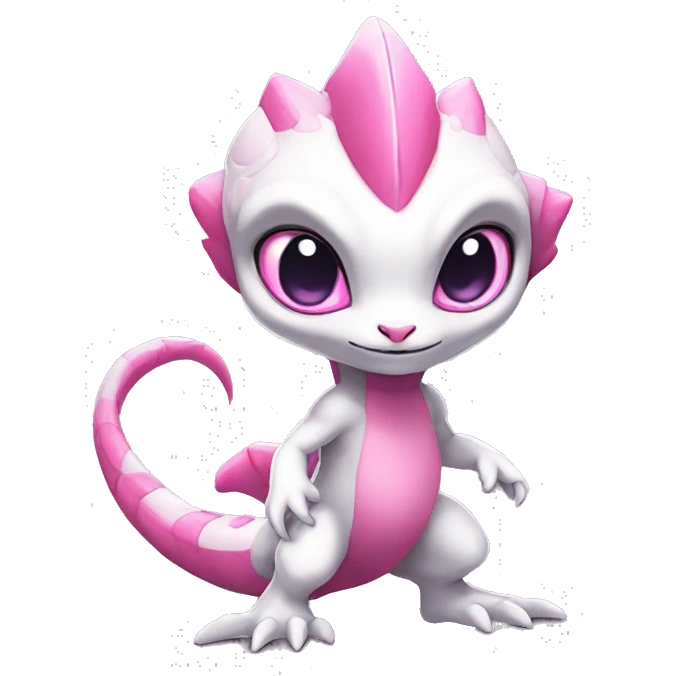 White, Chibi, White, Pink eyes, Anthro-Sona-Lizard-Alien-Fakémon, Full Body emoji