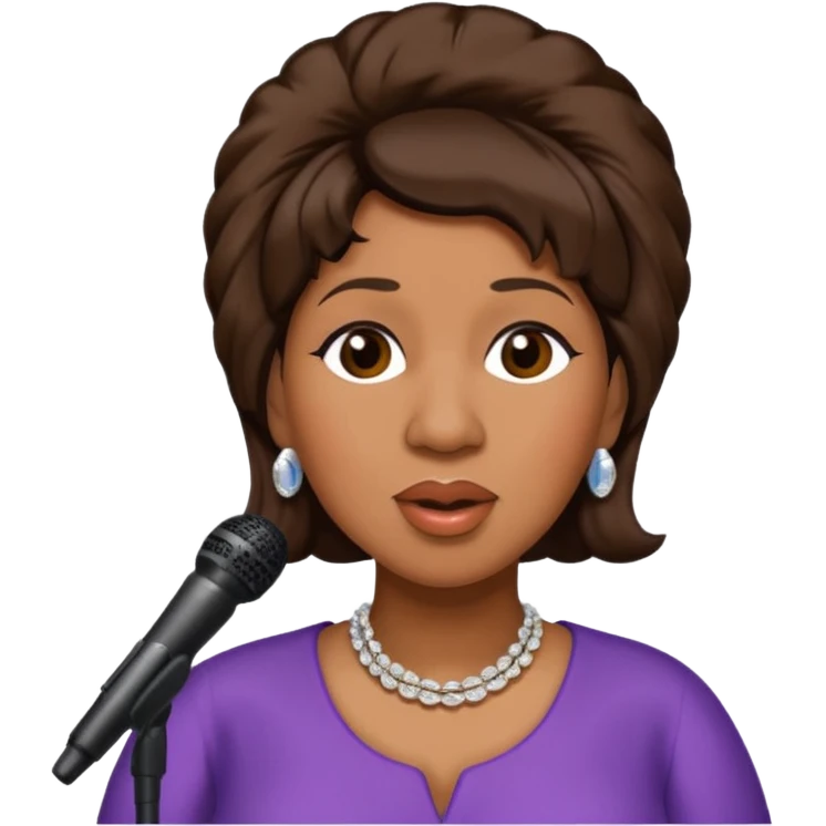 Aretha Franklin with dark brown hair emoji