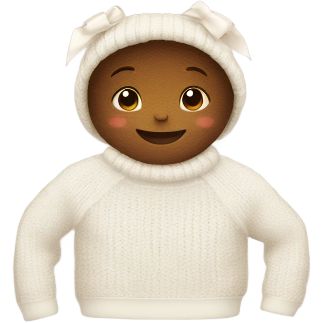 white sweater cute whit ribbon colour brown emoji