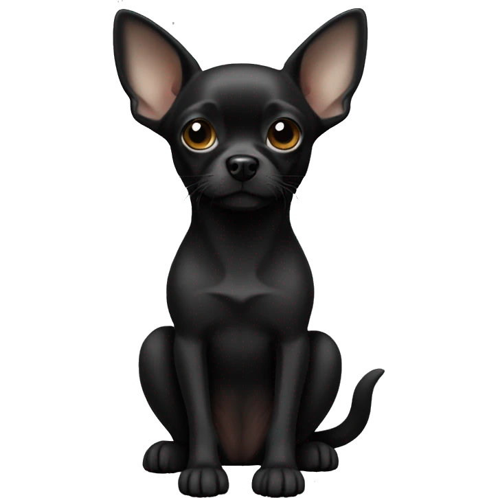 Solid black, like a black cat, on all of the body and feet but make it a Chihuahua dog with only a white tip on his tail emoji