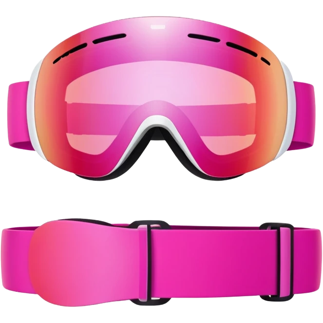 sporty pink ski goggles, frameless design with pink mirrored lenses, snow eyewear emoji