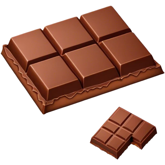 Cartoon-style emoji of a partially unwrapped chocolate bar with a red wrapper and square-segmented brown chocolate emoji